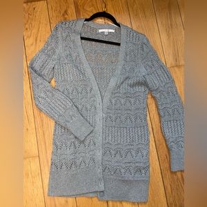 Lauren Conrad crochet cardigan size small gray